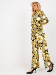 желто-черный женский велюровый комплект с широкими брюками цена и информация | Женские костюмы | pigu.lt