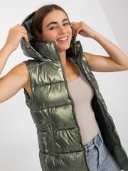 темно-зеленый зимний пуховик с капюшоном цена и информация | Женские жилеты | pigu.lt