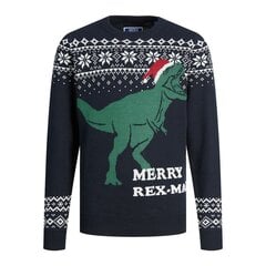 Uniseksinismegztinis Jack & Jones T REX Tamsiai mėlyna S2022725 kaina ir informacija | Megztiniai moterims | pigu.lt