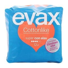 Супер прокладки с крылышками Cotton Like Evax, 12 шт цена и информация | Тампоны, гигиенические прокладки для критических дней, ежедневные прокладки | pigu.lt