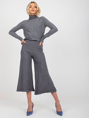ciemnoszare szerokie spodnie dzianinowe высокая талия цена и информация | Женские брюки | pigu.lt