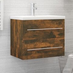 Spintelė praustuvui, dūminio ąžuolo, 60 x 38,5 x 48 cm, mediena цена и информация | Шкафчики для ванной | pigu.lt