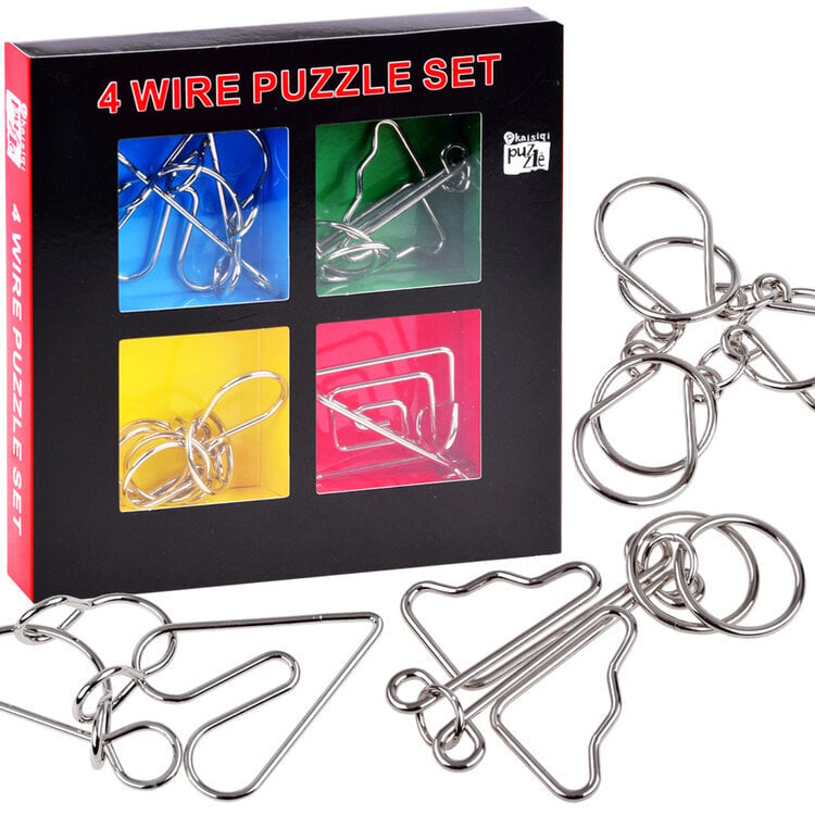 Metalinis galvosūkis žaidimas "4 Wire Puzzle Set" kaina ir informacija | Stalo žaidimai, galvosūkiai | pigu.lt