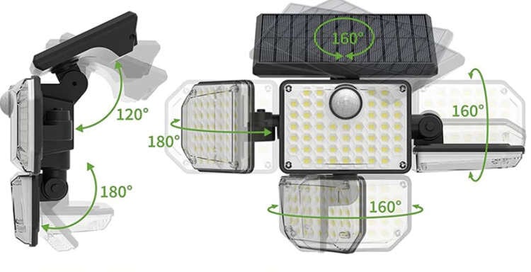 LED Prožektorius su saulės baterija ir judesio davikliu,171led цена и информация | Lauko šviestuvai | pigu.lt