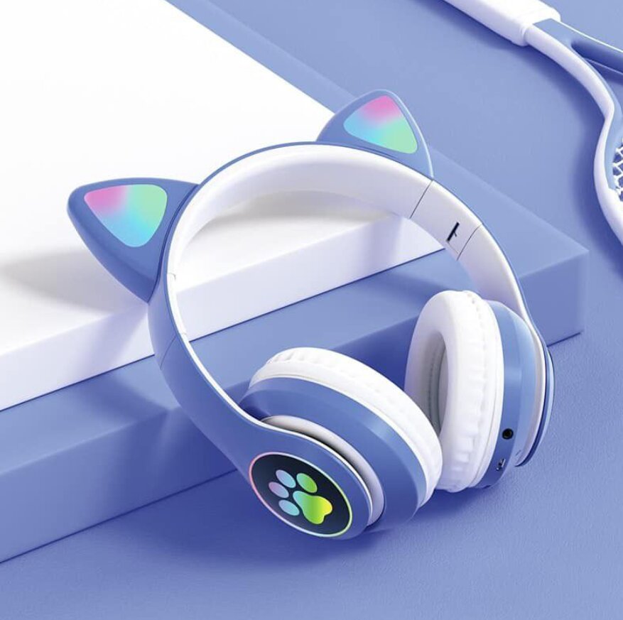 Belaidės Cat Ear LED Over Ear 5.0 Bluetooth Dual Connection RGB Bass stereo triukšmą slopinančios ausinės su mikrofonu kaina ir informacija | Lavinamieji žaislai | pigu.lt