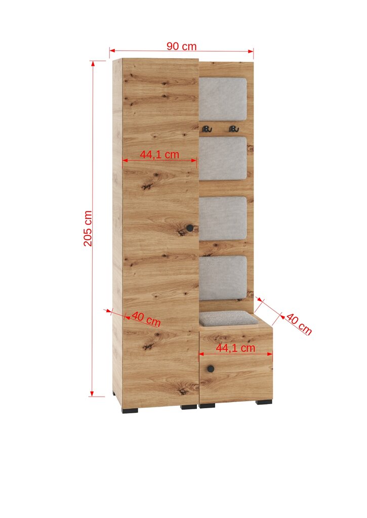 Prieškambario spinta ADRK Furniture CLE11, ruda kaina ir informacija | Prieškambario spintos | pigu.lt