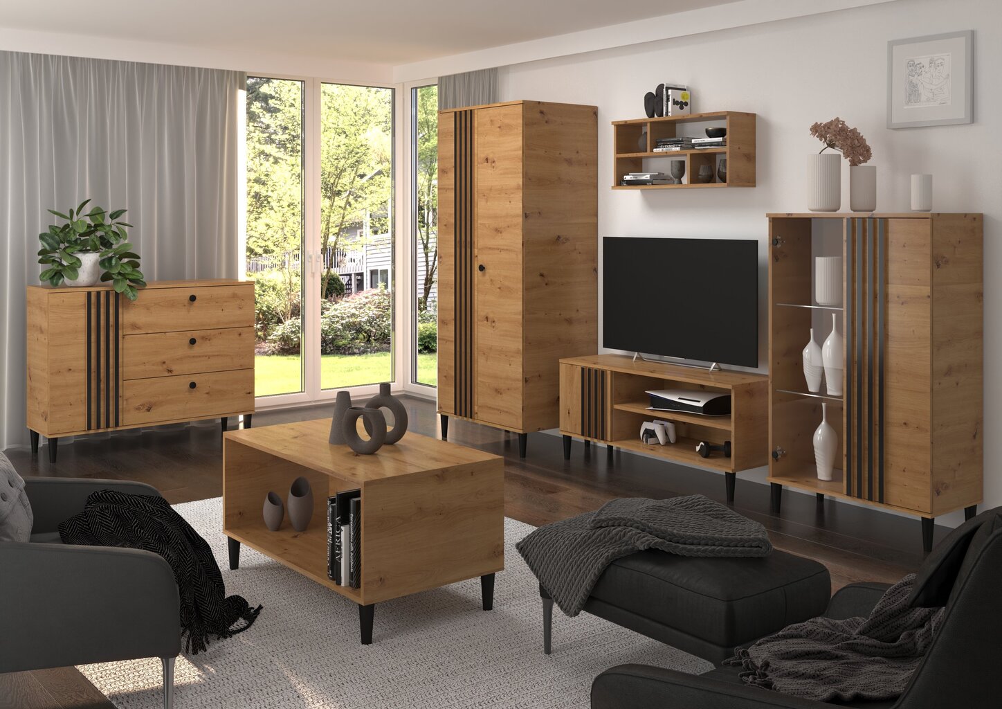 Komoda ADRK Furniture LIV04, ruda kaina ir informacija | Komodos | pigu.lt