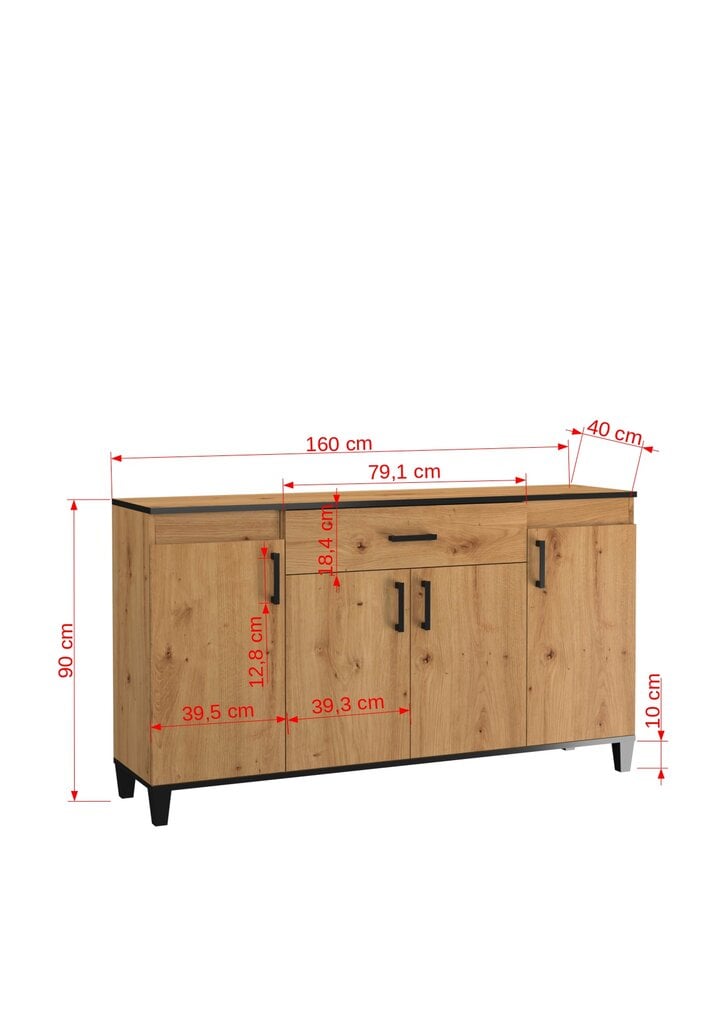 Komoda ADRK Furniture POL16, ruda цена и информация | Komodos | pigu.lt