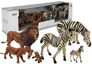 Afrikos laukinių gyvūnų figūrėlių rinkinys LeanToys liūtų ir zebrų šeimos kaina ir informacija | Žaislai berniukams | pigu.lt