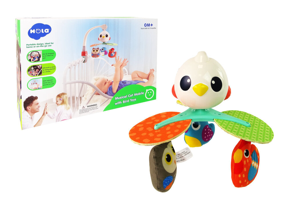 Karuselė kūdikiams lovytei, vežimėliui, spalvingi paukšteliai, melodija kaina ir informacija | Žaislai kūdikiams | pigu.lt