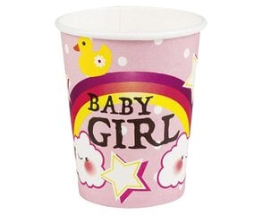 Vienkartiniai popieriniai puodeliai Baby Girl, 250 ml, 6 vnt 53220 kaina ir informacija | Vienkartiniai indai šventėms | pigu.lt