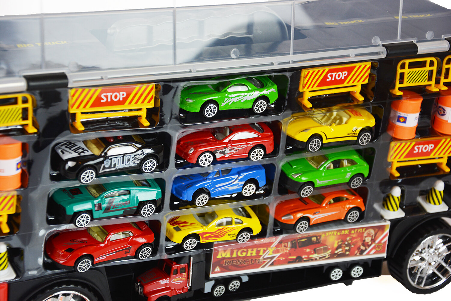 Sunkvežimis su metaliniais automobiliais, 11 vnt kaina ir informacija | Žaislai berniukams | pigu.lt