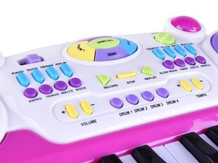 Pianinas su mikrofonu ir kėdute, rožinė kaina ir informacija | Lavinamieji žaislai | pigu.lt