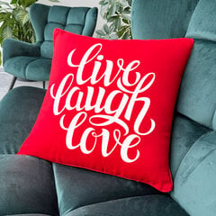 Dekoratyvinė pagalvėlė Live, Laugh, Love, raudona kaina ir informacija | Originalios pagalvės, užvalkalai | pigu.lt
