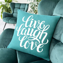 Декоративная подушка Live, Laugh, Love, зеленая цена и информация | Оригинальные подушки, наволочки | pigu.lt
