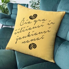 Dekoratyvinė pagalvėlė Šilčiausi ir jaukiausi namai, geltona kaina ir informacija | Originalios pagalvės, užvalkalai | pigu.lt