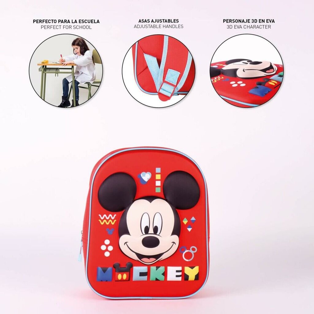 Mokyklinis krepšys Mickey Mouse, 25 x 31 x 10 cm., raudona kaina ir informacija | Kuprinės mokyklai, sportiniai maišeliai | pigu.lt