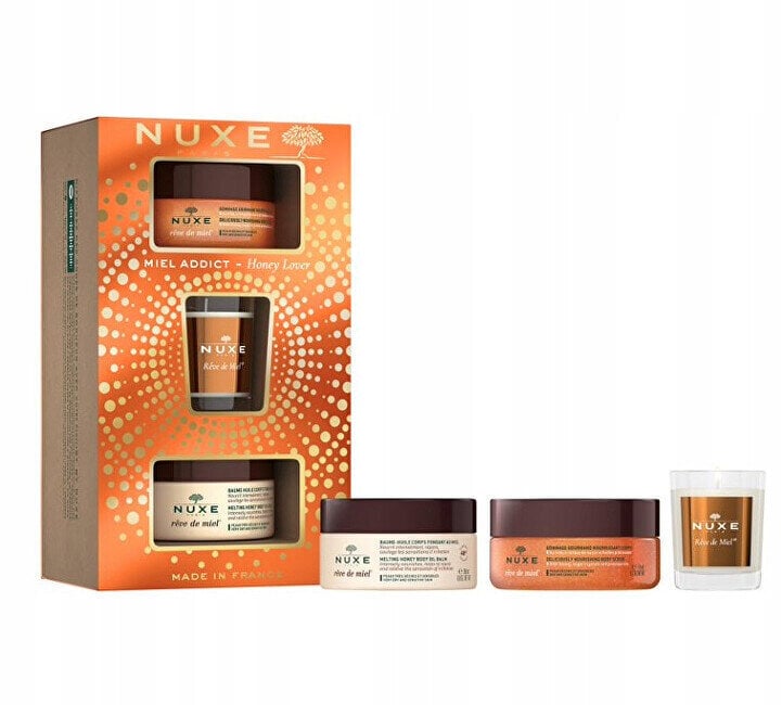 Kosmetikos rinkinys Nuxe Honey Lover Dry Skin Body Care: kūno šveitiklis, 175 ml + kūno balzamas, 200 ml + žvakė, 70 g kaina ir informacija | Kūno kremai, losjonai | pigu.lt