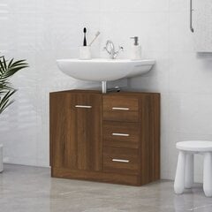 Spintelė praustuvui, ruda ąžuolo, 63 x 30 x 54 cm, mediena цена и информация | Шкафчики для ванной | pigu.lt