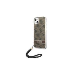 Guess iPhone 14 6,1&quot; GUOHCP14SH4STW brown HC PC/TPU Print 4G Cord цена и информация | Чехлы для телефонов | pigu.lt