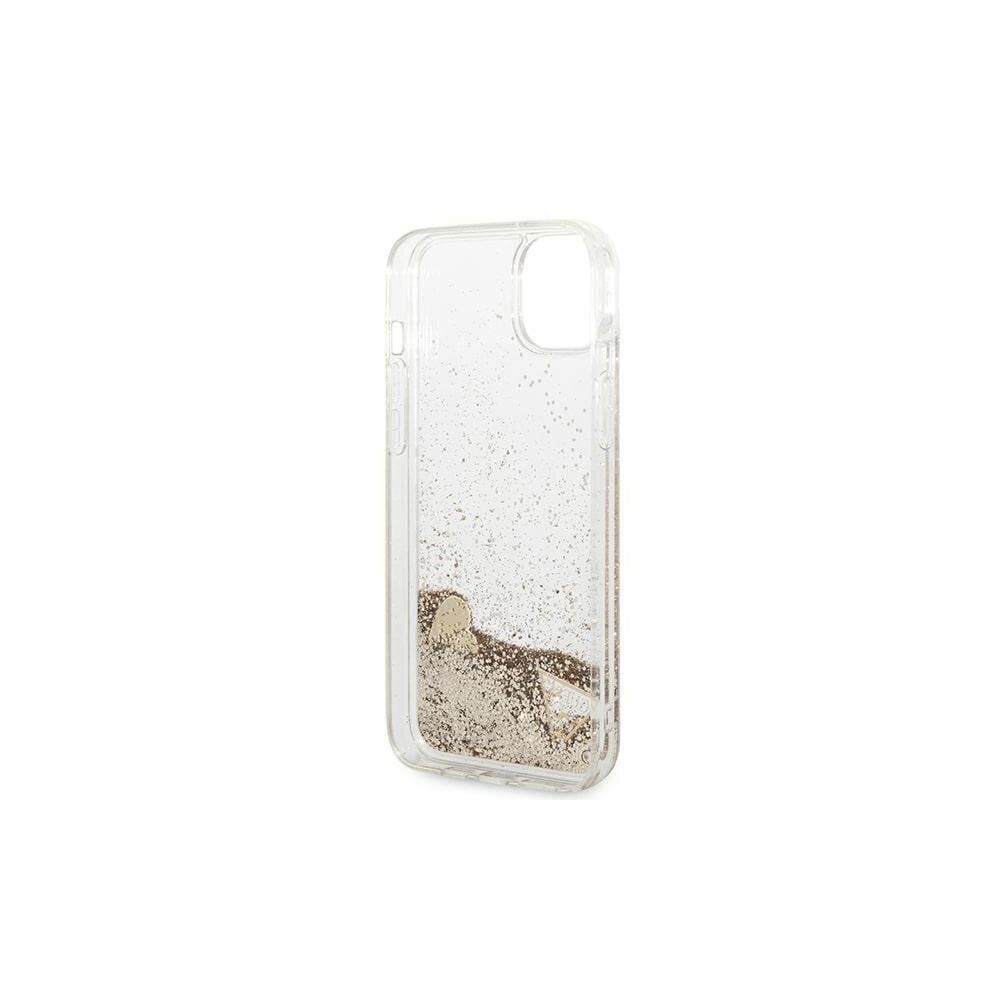 Guess iPhone 14 Plus 6,7&quot; GUOHCP14MGLHFLGO gold HC Liquid Glitter Charms цена и информация | Telefono dėklai | pigu.lt