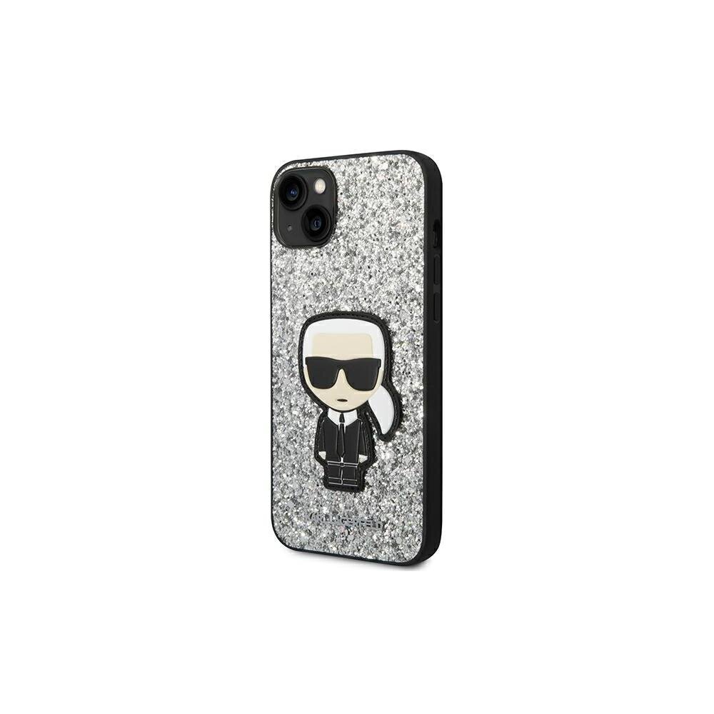 Karl Lagerfeld iPhone 14 Pro Max 6,7&quot; KLHCP14XGFKPG silver HC Flakes Ikonik kaina ir informacija | Telefono dėklai | pigu.lt