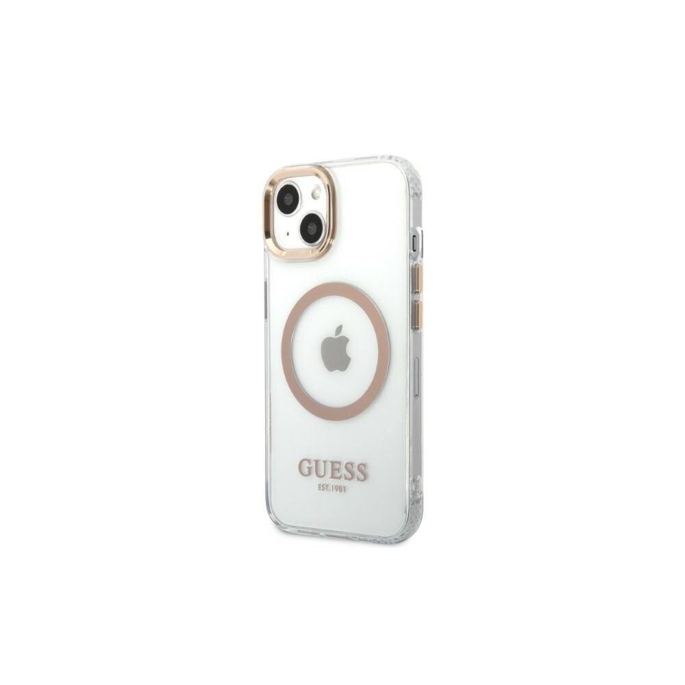 Guess iPhone 13 Pro 6,1&quot; GUHMP13LHTRMD gold HC Magsafe Metal Outline Gold цена и информация | Telefono dėklai | pigu.lt