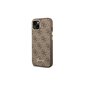 Guess iPhone 14 Pro 6,1&quot; GUHCP14LHG4SHW brown HC PC/TPU 4G PU Metal Outline Script kaina ir informacija | Telefono dėklai | pigu.lt