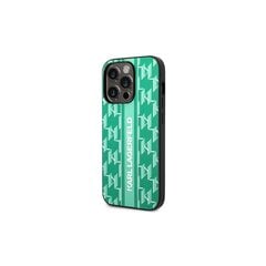 Karl Lagefeld iPhone 14 Pro 6,1&quot; KLHCP14LPGKLSKN green Monogram Stripe kaina ir informacija | Telefono dėklai | pigu.lt