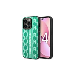 Karl Lagefeld iPhone 14 Pro 6,1&quot; KLHCP14LPGKLSKN green Monogram Stripe цена и информация | Чехлы для телефонов | pigu.lt