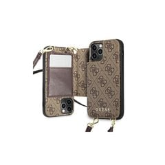 Guess iPhone 12 / 12 Pro 6,1&quot; GUHCP12MCB4GB 4G Crossbody W/ Cardslots brown kaina ir informacija | Telefono dėklai | pigu.lt