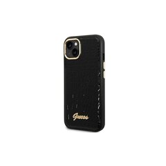 Guess iPhone 14 6,1&quot; GUHCP14SHGCRHK black HC PU Croco Metal Outline kaina ir informacija | Telefono dėklai | pigu.lt