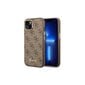 Guess iPhone 14 Plus 6,7&quot; GUHCP14MHG4SHW brown HC PC/TPU 4G PU Metal Outline Script kaina ir informacija | Telefono dėklai | pigu.lt