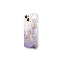 Guess iPhone 14 Pro Max 6,7&quot; GUHCP14XLFLSU purple Flower Liquid Glitter kaina ir informacija | Telefono dėklai | pigu.lt