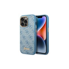 Guess iPhone 14 Pro Max 6,7&quot; GUHCP14XHG4SHB blue HC PC/TPU 4G PU Metal Outline Script цена и информация | Чехлы для телефонов | pigu.lt