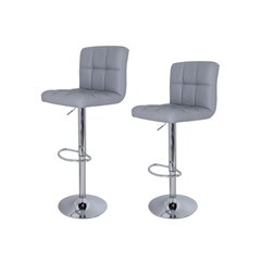 Dviejų baro kėdžių rinkinys SONGMICS dirbtinės odos šviesiai pilkos spalvos kaina ir informacija | Virtuvės ir valgomojo kėdės | pigu.lt