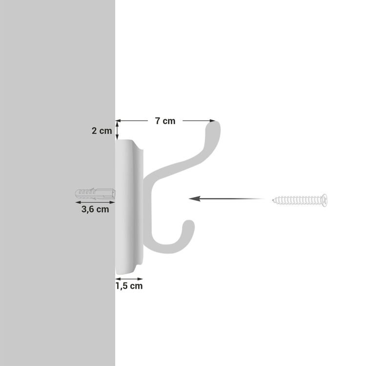 Sieninė kabykla su 4 metaliniais kabliukais SONGMICS balta kaina ir informacija | Drabužių kabyklos | pigu.lt