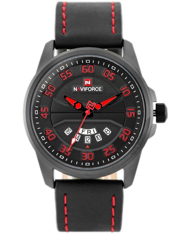 VYRIŠKAS LAIKRODIS NAVIFORCE - NF9124 (zn055e) + BOX - black/red TAY9321 kaina ir informacija | Vyriški laikrodžiai | pigu.lt