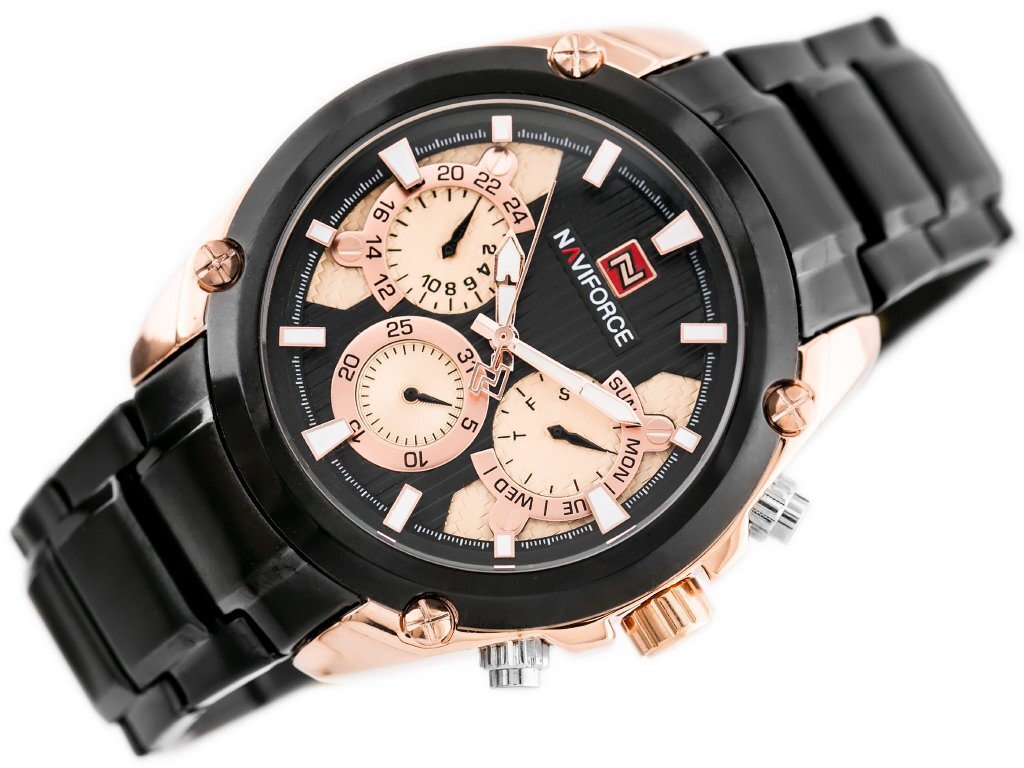 VYRIŠKAS LAIKRODIS NAVIFORCE - NF9113 (zn078c) - black/rosegold + box TAY12041 kaina ir informacija | Vyriški laikrodžiai | pigu.lt