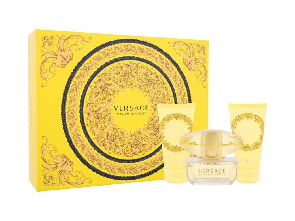 Kosmetikos dovanų rinkinys moterims Versace Yellow Diamond Set: tualetinis vanduo, 50ml + dušo želė, 50ml + kūno losjonas, 50ml kaina ir informacija | Kvepalai moterims | pigu.lt