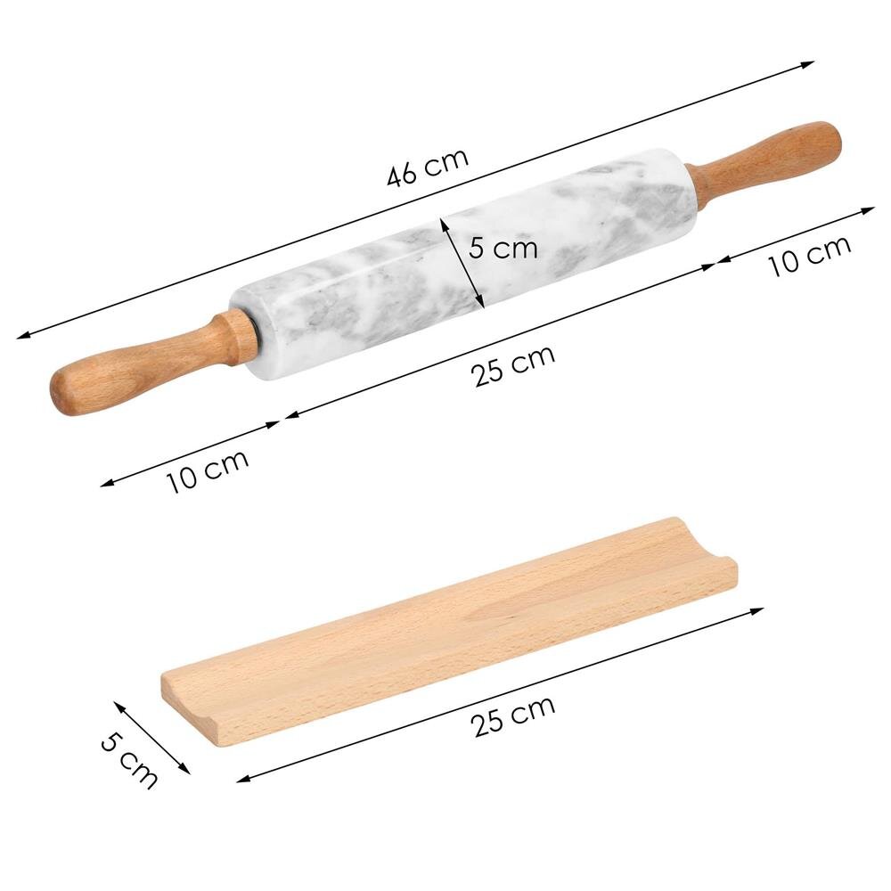 Akmens kočėlas-volas su marmuriniu pagrindu 46 cm kaina ir informacija | Virtuvės įrankiai | pigu.lt