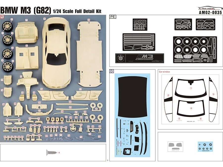 Klijuojamas automobilio modelis Alpha model BMW M3 G80, 1:24, AM02-0035 kaina ir informacija | Konstruktoriai ir kaladėlės | pigu.lt