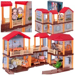 Lėlių vila su stogo apšvietimu, baldais ir lėlėmis kaina ir informacija | Žaislai mergaitėms | pigu.lt