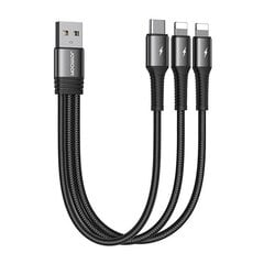 USB cable Joyroom S-01530G10 3in1 USB-C | 2x Lightning 3.5A 0.15 м (black) цена и информация | Кабели для телефонов | pigu.lt