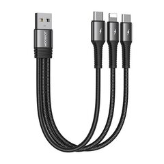 USB cable Joyroom S-01530G11 3in1 2x USB-C | Lightning 3.5A 0.15 м (black) цена и информация | Кабели для телефонов | pigu.lt