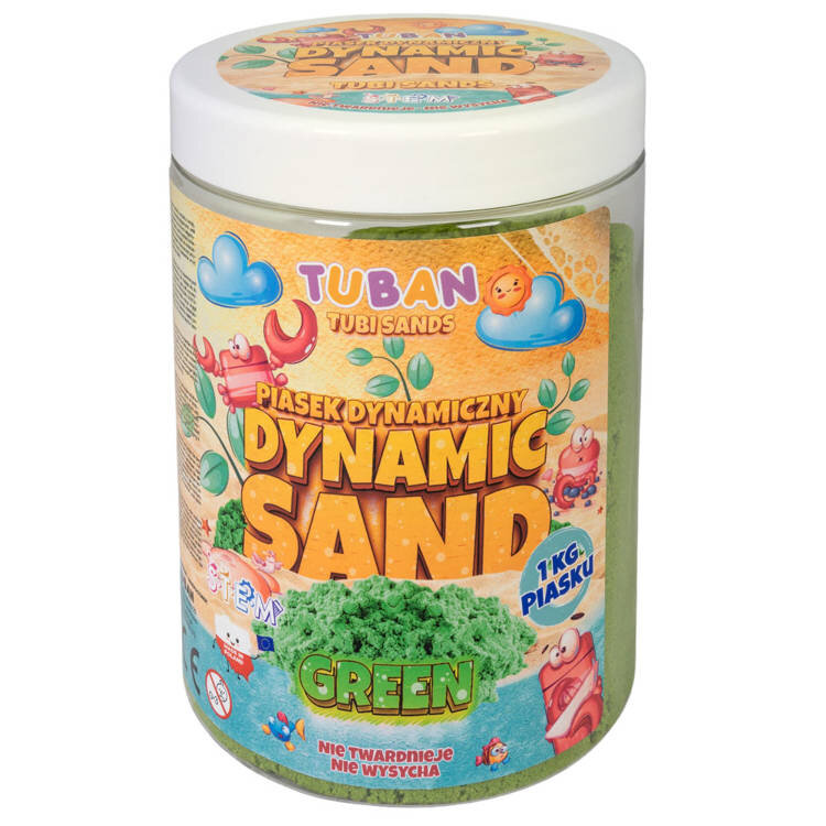 Kinetinis smėlis Tuban, 1kg, žalias цена и информация | Lavinamieji žaislai | pigu.lt