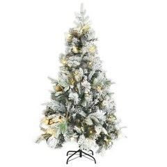 Kalėdų eglutė su LED/kankorėžiais/sniegu, 195cm, PVC ir PE kaina ir informacija | Eglutės, vainikai, stovai | pigu.lt
