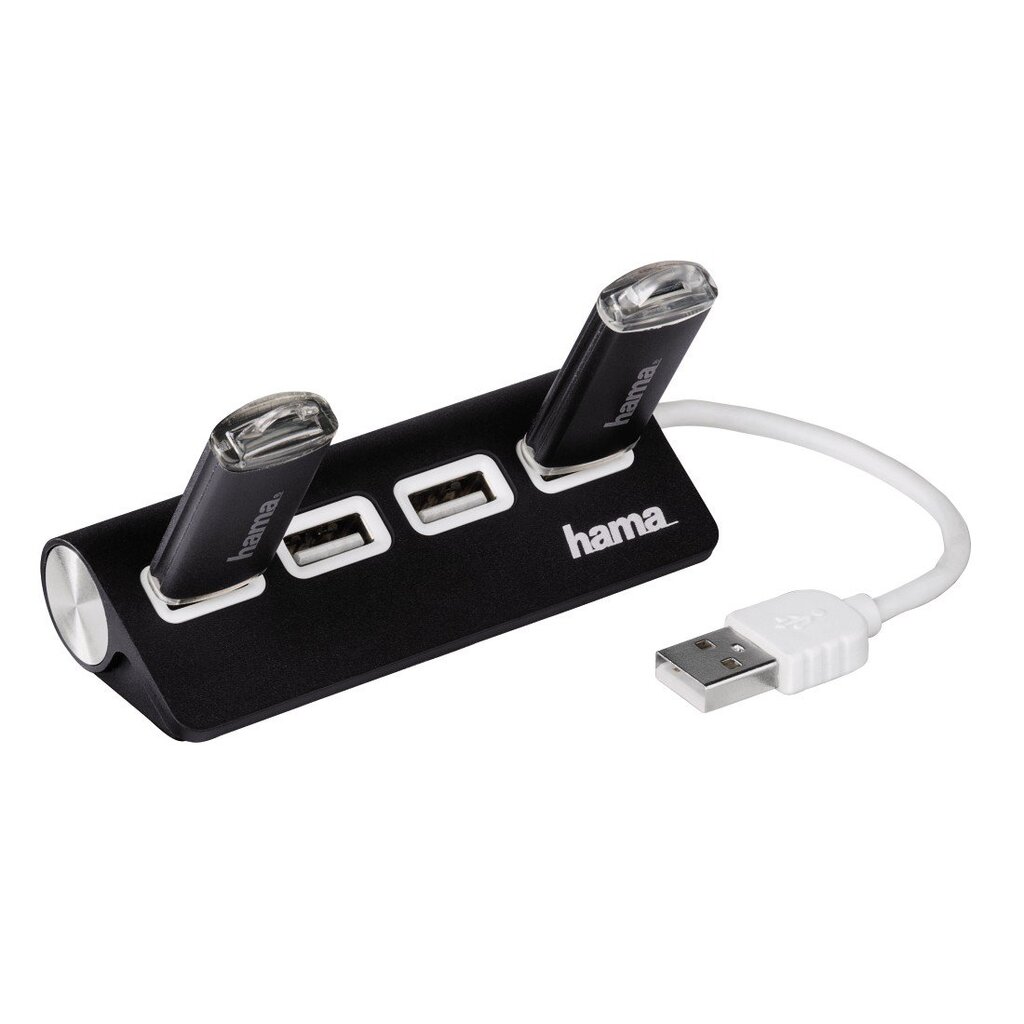 USB šakotuvas Hama 00012177, USB 2.0 x 4, juoda kaina ir informacija | Adapteriai, USB šakotuvai | pigu.lt
