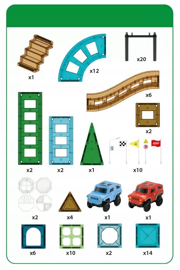 Magnetinė trasa su automobiliais – net 96 elementai! цена и информация | Konstruktoriai ir kaladėlės | pigu.lt