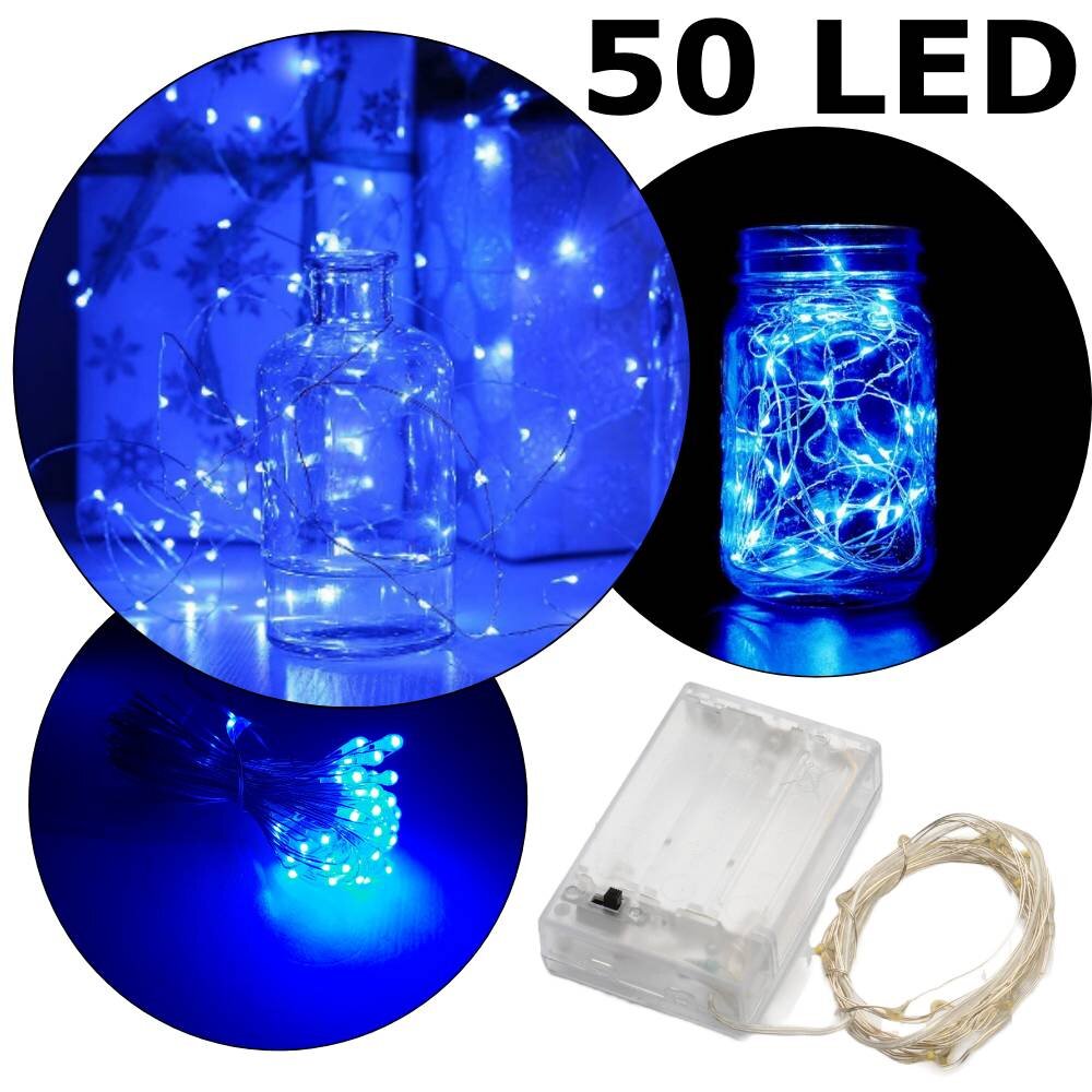 Vielinė LED girlianda, 50 LED, 5 m, Mėlynos spalvos kaina ir informacija | Girliandos | pigu.lt